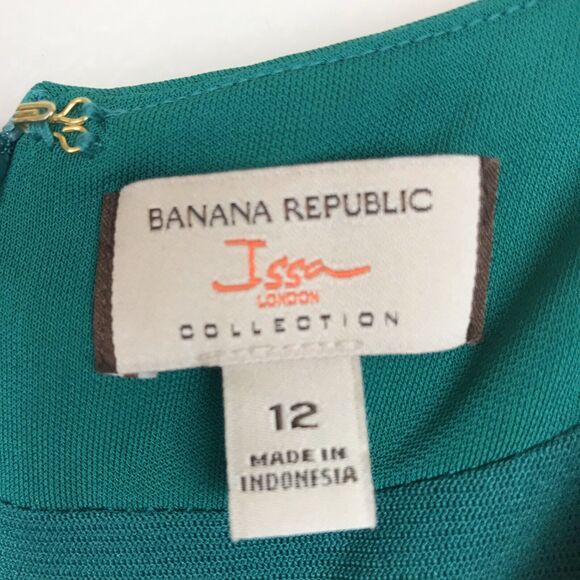 Issa London for Banana Republic Green Jersey Knit Pleated Dress Women's Size 12 - Picture 7 of 10